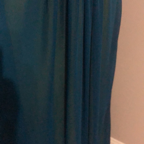 Caché emerald teal gown with neon yellow green lining, size 2 - Picture 8 of 11